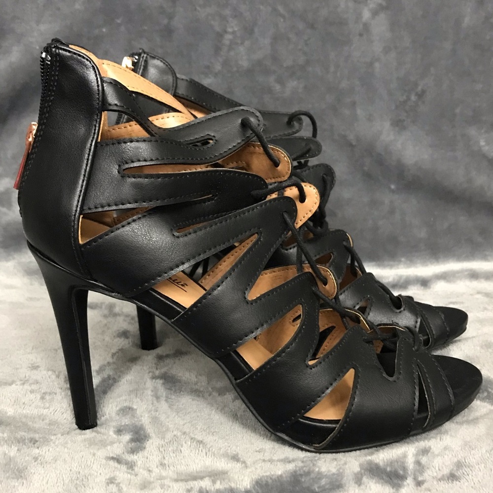 Black lace up heels